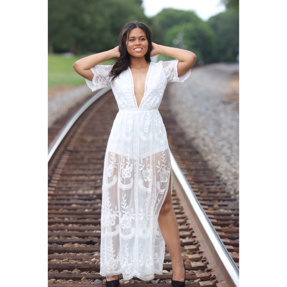 Lace Maxi Dress With shorts attached